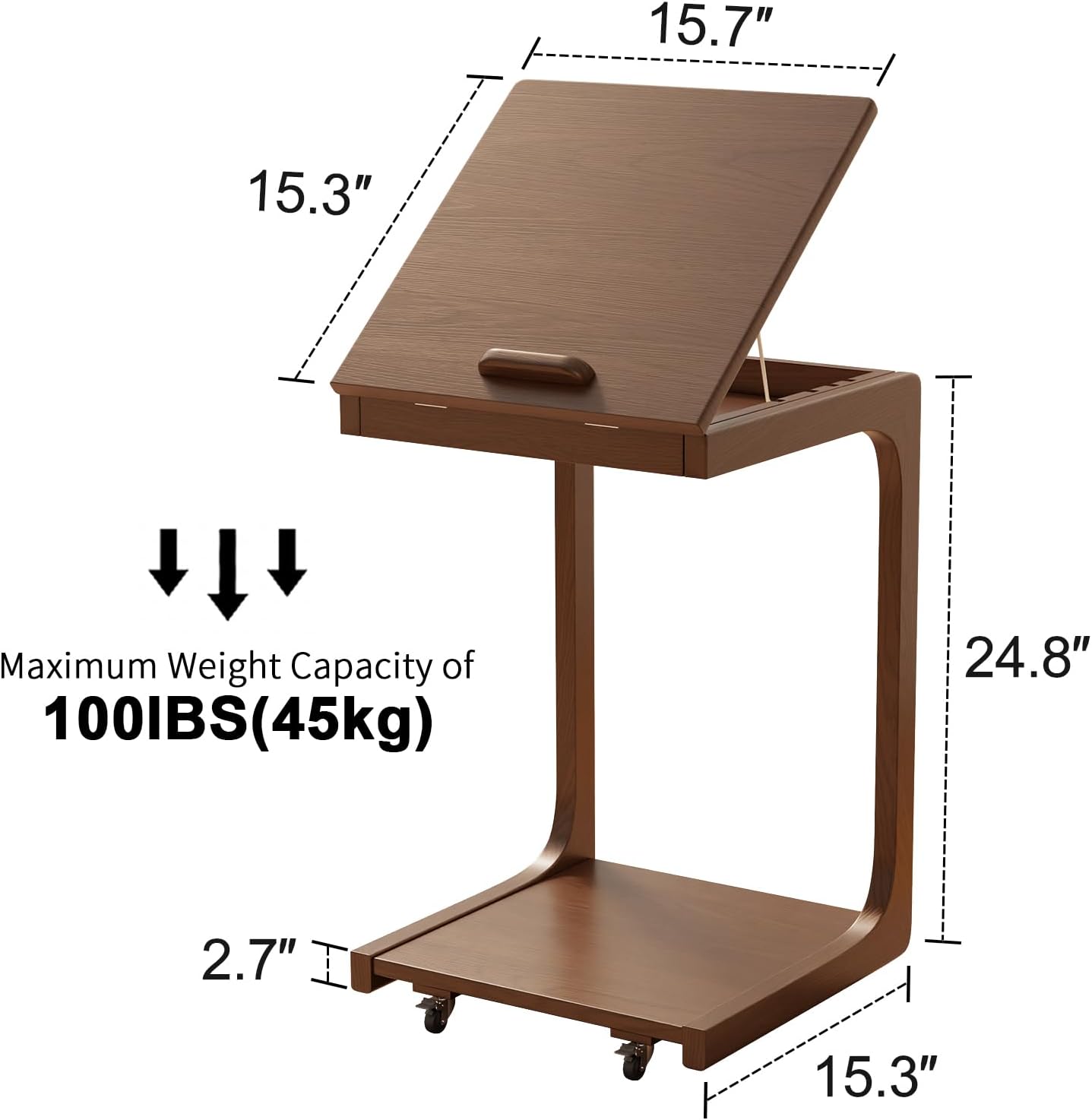 C Shaped Table for Couch, Adjustable Desktop